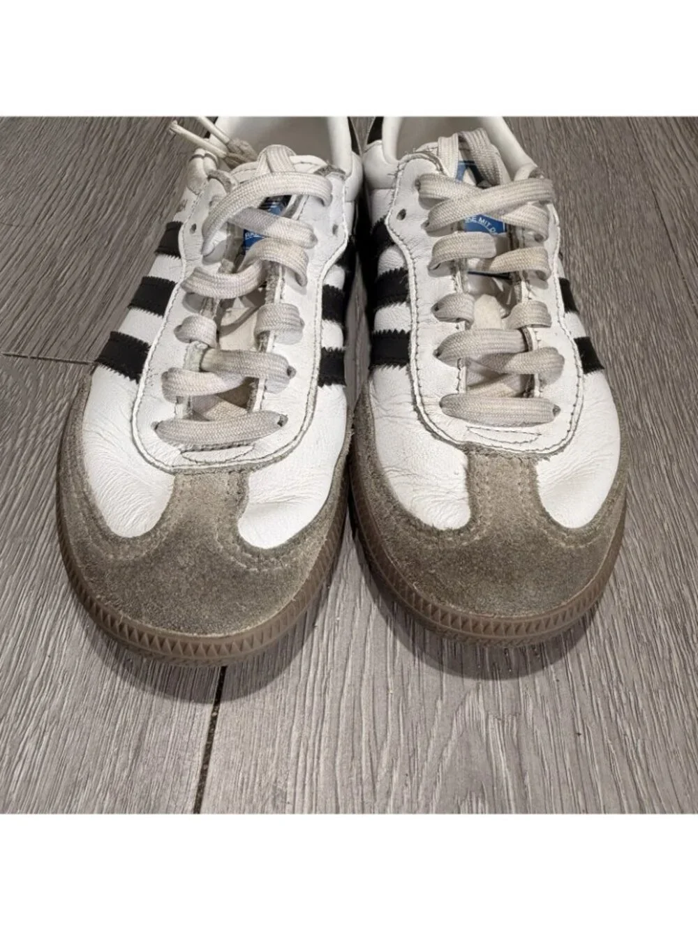 Adidas Samba Shoes Kids Size 12 White Black Leather Soccer Sneakers IE3677